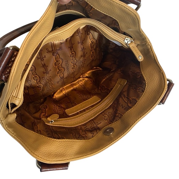 Tignanello Camel Tan Leather Double Handled Shoulder Bag - NWOT - Picture 5 of 15